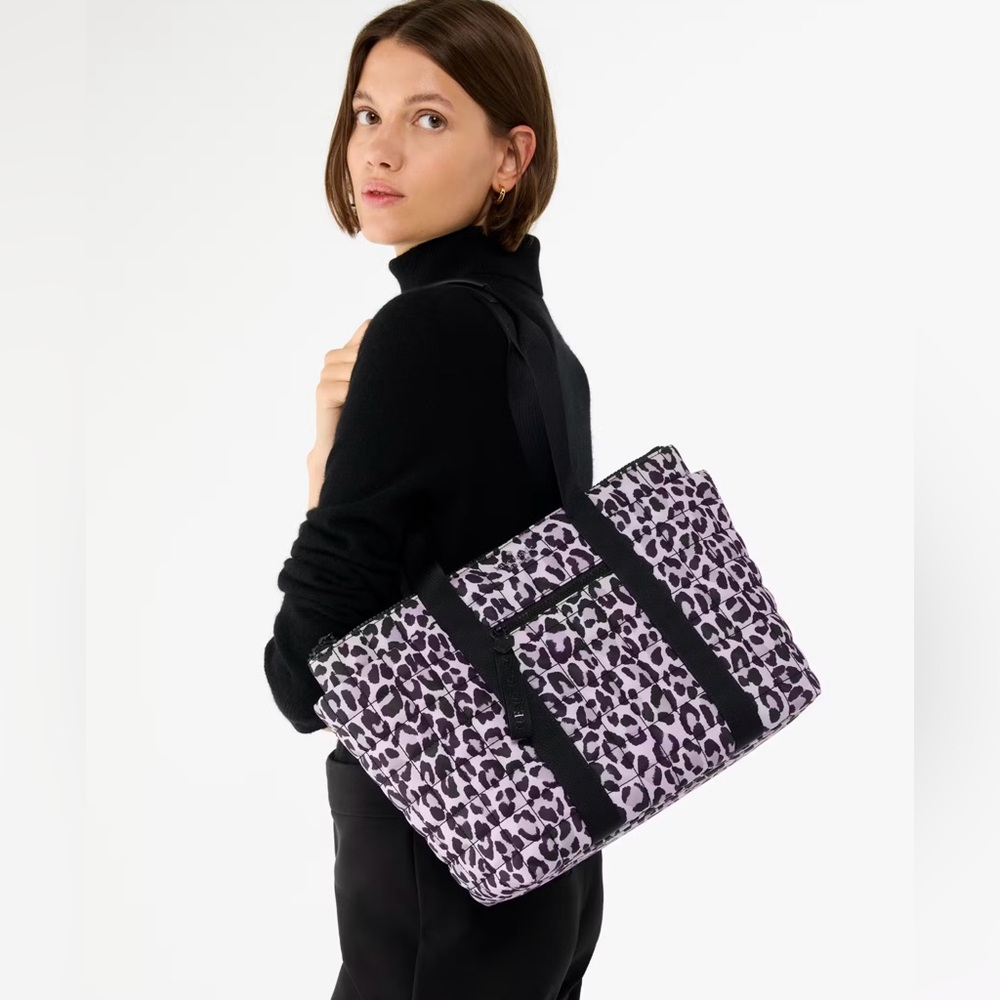♠️💜 KATE SPADE Camden Spotted Leopard Quilted Medium Tote Bag, Violet Mist